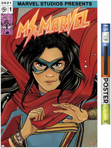 Vista 19 de Trends International Marvel Ms. Marvel - Póster de pared de cómic, 22.4 pulgadas de largo x 14.7 pulgadas, versión enmarcada en madera de granero
