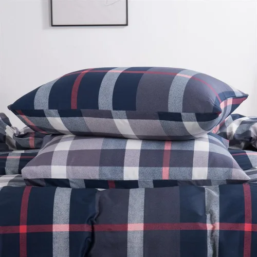 Vista 520 de CLOTHKNOW Juego de edredón de 3 piezas a cuadros color beige óxido, tamaño Full, juego de ropa de cama de cuadros edredón terracota con 2 fundas