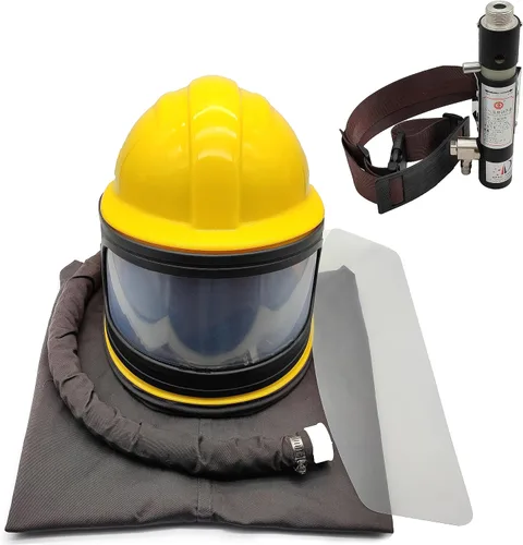 Vista 9 de Casco Sandblaster Seguro con Alimentación de Aire, Casco de Arenado, Protector de Hombro, Capucha de Arenado, Termostato Sandblaster, 5 Piezas