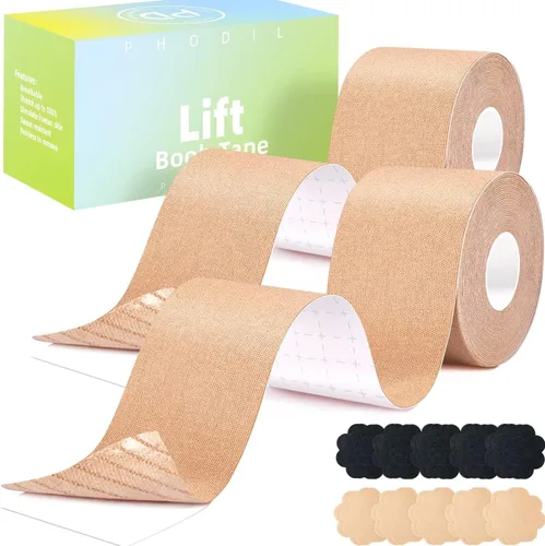 Boobytape for Breast Lift 2 PCS,Boob Tape for Large Breasts,Push Up Invisible Body Tape,Busties Breast Tape Kit