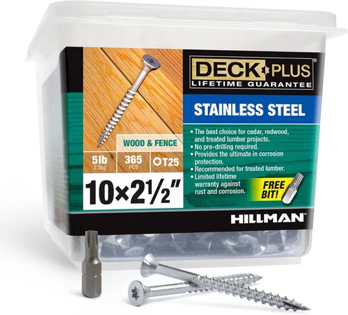 Vista 45 de Deck Plus Tornillos para valla y madera exterior con revestimiento epoxi de 2-1/2 pulgadas #10 x 2-1/2 pulgadas, rosca gruesa incluida, tornillo