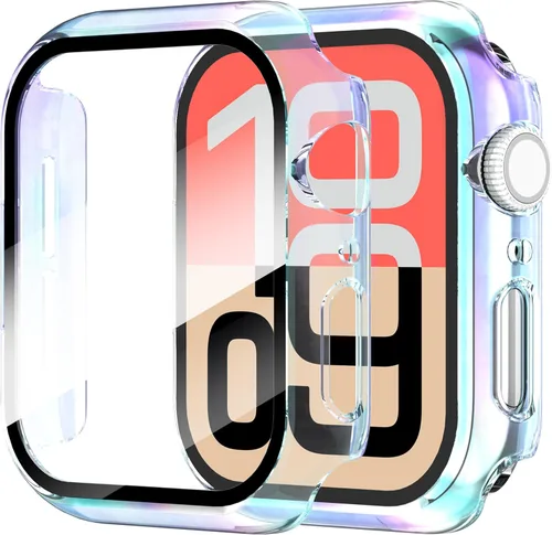 Vista 38 de Diruite Juego de 2 fundas para Apple Watch Series 3/2/1 de 38mm, protector de pantalla de vidrio templado ultradelgado de todo alrededor para iWatch