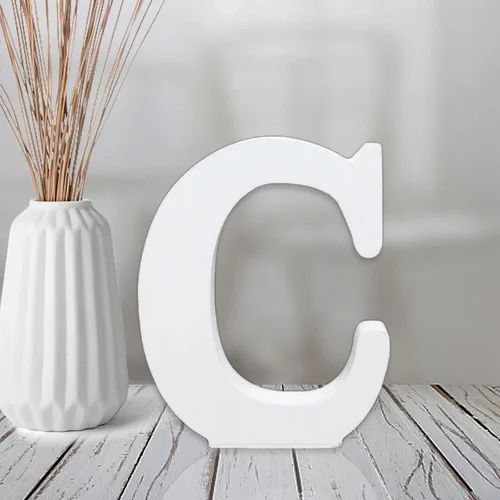 Vista 16 de AOCEAN Letras de madera blanca de 4 pulgadas sin terminar, letras de madera para pared, letras decorativas en pie, letras cortadas para letreros