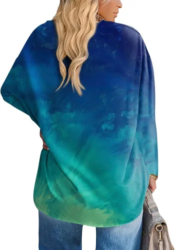 Vista 5 de Camisetas de talla grande para mujer, túnica a rayas de otoño, camisetas de manga larga con cuello en V, sudaderas de algodón de invierno