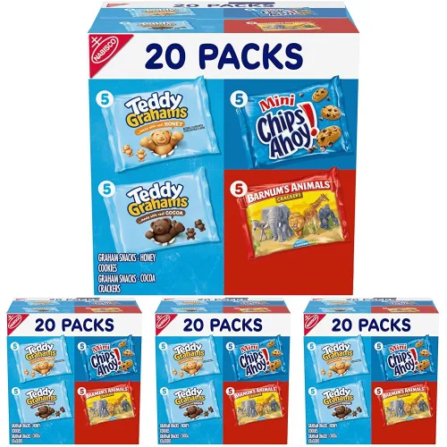 Vista 19 de Nabisco Fun Shapes - Paquete variado de galletas de animales de Barnum's, Teddy Grahams y CHIPS AHOY!, 20 paquetes de aperitivos