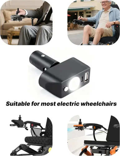 Vista 4 de Faro LED para silla de ruedas eléctrica, 3 pines XLR de alto brillo, luz de ángulo ajustable con controlador para viajes nocturnos, compatible