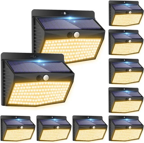 Vista 32 de Peasur Luces solares para exteriores, [138 LED/8 paquetes] Luz de pared de seguridad con sensor de movimiento solar con 3 modos de iluminación