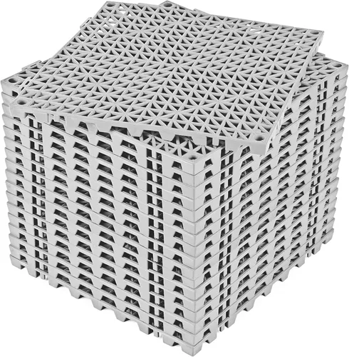Vista 33 de ToLanbbt Cojín modular entrelazado 8P de 11.8 x 11.8 pulgadas, agujeros de drenaje de goma entrelazados antideslizantes para cubierta, ducha