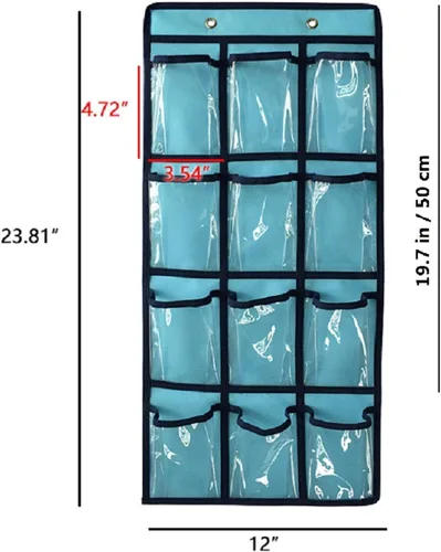 Vista 3 de NIMES Hanging Closet Underwear Sock Jewelry Storage Over The Door Classroom Cell Phone Calculator Organizer 12 Clear Pockets (Purple)