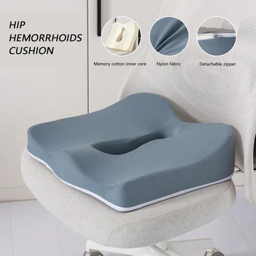 Vista 2 de Almohada de dona para alivio del dolor de coxis, almohada para hemorroides con diseño de curva de cadera de joroba, almohada acolchada de cintura