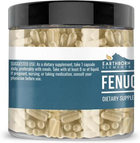 Vista 2 de Earthborn Elements Semilla de fenogreco 200 cápsulas, pura y sin diluir, sin aditivos