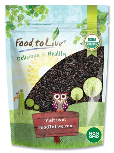 Food to Live Arroz negro orgánico, 1 libra, arroz integral sin OMG. Sabor a nuez y dulce. Rico en antioxidantes y fibra dietética. Kosher, vegano.
