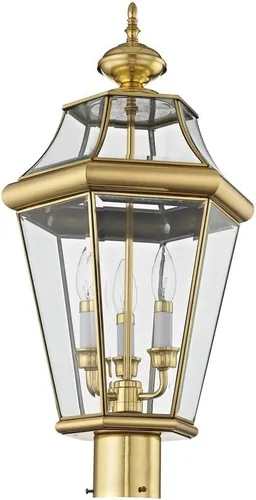 Vista 2 de Livex Lighting 2364-91 Georgetown - Farol de poste para exteriores, 3 luces, níquel cepillado