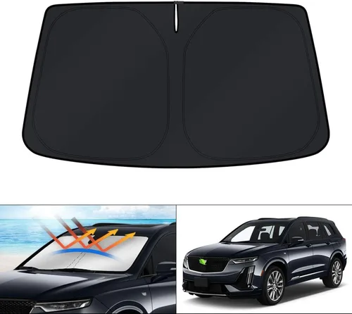 KUST Parasol para parabrisas de ajuste personalizado para Cadillac XT6 2020-2024 2025, accesorios para ventana, protector de visera solar, plegable,