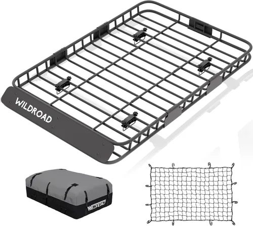Vista 10 de WILDROAD Cesta de Carga para Portaequipajes de Techo, Cesta de Techo de Coche Mejorada con Cerca de 4", 43" x 39" x 4" Cesta Portadora Universal