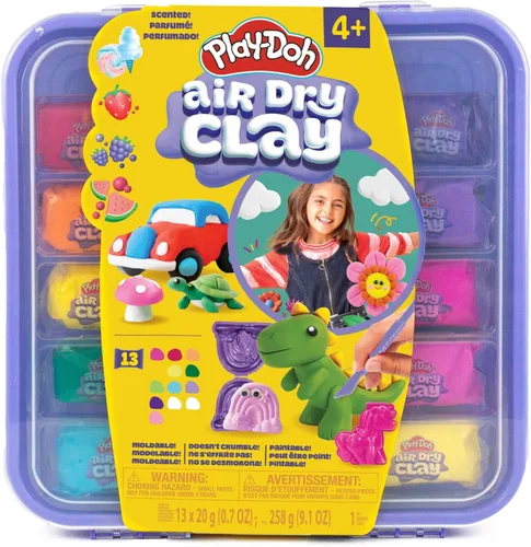 Vista 9 de Play-Doh Estuche de arcilla seca al aire, paquete variado perfumado, 13 arcillas secas al aire, moldes divertidos, ojos móviles y herramienta