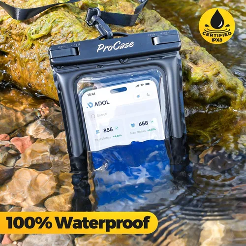Vista 3 de ProCase Funda impermeable flotante para teléfono, funda impermeable para teléfono, bolsa flotante para teléfono celular, bolsa seca submarina