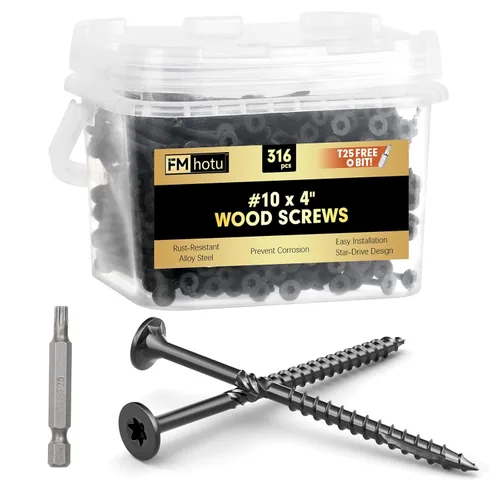 Vista 34 de #10 x 2-1/2" Tornillos para Terraza, 108 Piezas Tornillos para Madera con Cabeza Estrella, Tornillos para Madera Resistentes al Óxido para Negro