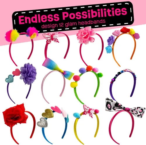 Vista 4 de Kit de fabricación de diademas para niñas, haz tus propias diademas de moda para niñas, accesorios para el cabello de bricolaje para niñas de 4 a 6