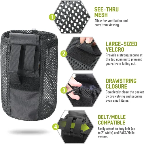 Vista 7 de WYNEX Bolso táctico Molle, bolsa de cordón enrollable para cargador de revistas, bolsa de utilidad plegable