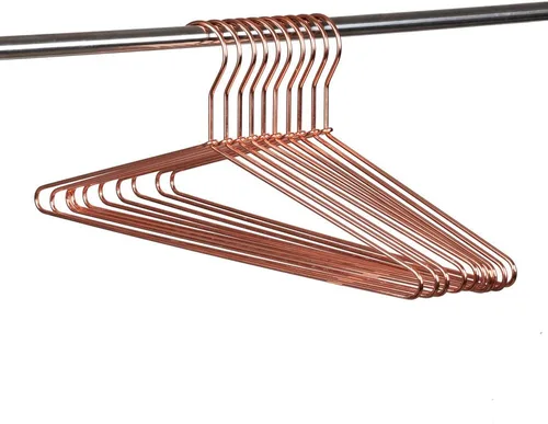 Vista 5 de Quality Hangers Perchas de metal resistentes de color oro rosa, perchas de cobre de 17 pulgadas para chaquetas, camisas, vestidos, perchas de trajes