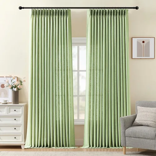 Vista 37 de Cortinas plisadas de lino semitransparentes de 96 pulgadas, filtrado de luz Natural
