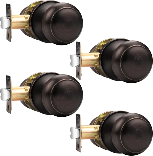 Vista 12 de Probrico Pomo de puerta de bola negra, función de paso para pasillo, armario, trastero, despensa, 1 paquete