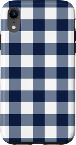 Vista 25 de Navy Blue Gingham Check Navy White Buffalo Plaid Case for iPhone 17