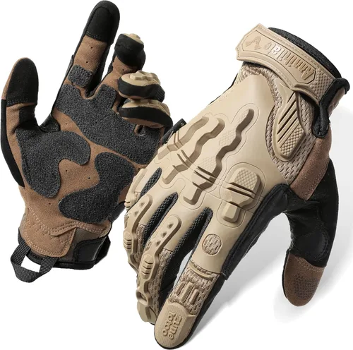 Vista 9 de ZUNE LOTOO Touchscreen Tactical Gloves Men with Kevlar-Lined & TPR Impact Protection for Motorcycle Paintball Airsoft Range Work(Black/Red/Green/Tan)