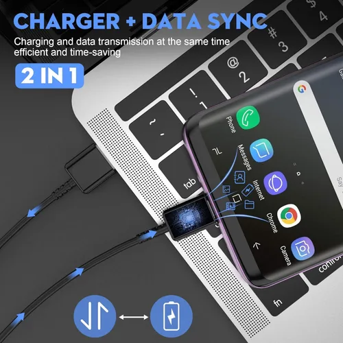 Vista 5 de Cargador USB C Samsung de carga rápida para teléfono Android tipo C de 6.6 pies para Samsung Galaxy Phone