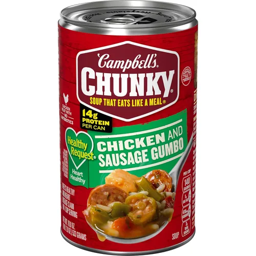 Campbell’s Chunky Sopa, Healthy Request Pollo y Salchicha Gumbo, lata de 18.8 Oz