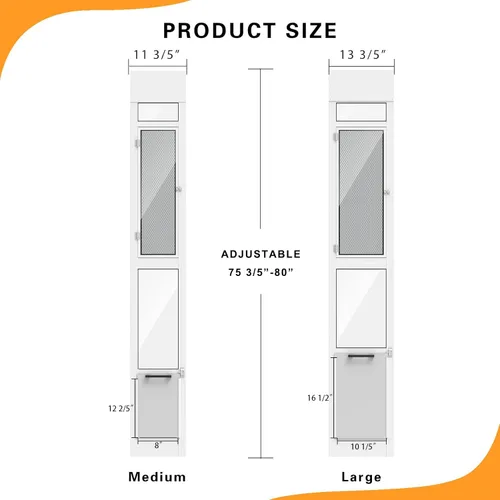 Vista 3 de Puerta para perros para puerta corrediza de vidrio, altura ajustable de 75 3/5" a 80" inserto de puerta corredera para mascotas con diseño de malla
