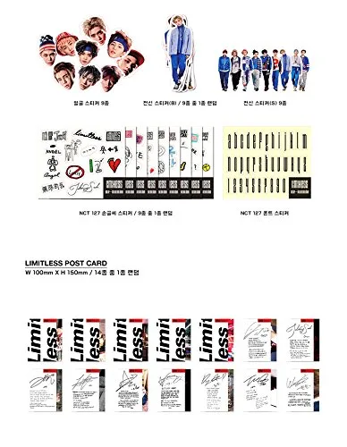 Vista 7 de NCT 127 NCT#127 LIMITLESS 2nd Mini Album CD+Photo+2p POSTER+Book+Sticker+Card+Tracking Number