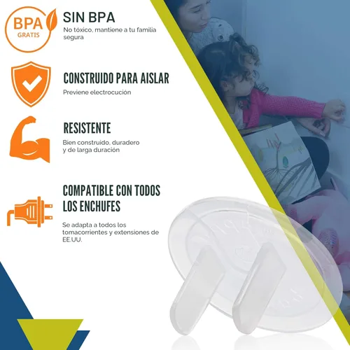 Vista 6 de Fundas transparentes (paquete de 50) - Fundas de enchufe de seguridad para bebés - Duraderas y estables - A prueba de niños tus enchufes fácilmente