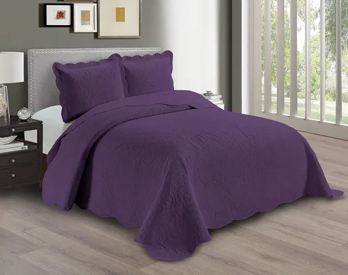 Vista 9 de Linen Plus Juego de colcha en relieve de gran tamaño, color beige sólido, tamaño matrimonial/queen, ropa de cama nueva # Dana