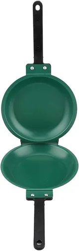 Vista 8 de Sartén para tortillas, antiadherente de doble cara con revestimiento de cerámica, sartén abatible fácil para panqueques (verde)