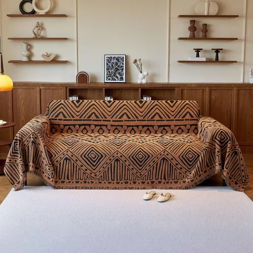 Vista 27 de VClife funda boho de sofá de felpilla para sofá seccional, funda antideslizante para sofá de 2 plazas, protector para mascotas con borlas, funda