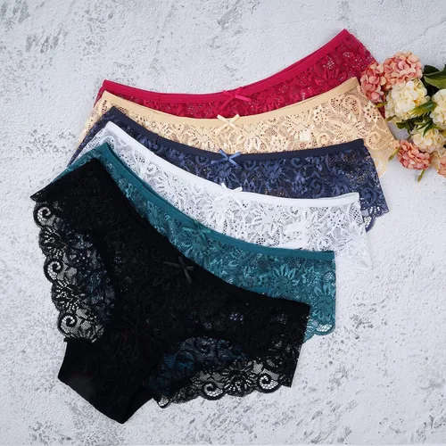 Vista 6 de Sunm Boutique - 6 piezas de ropa interior femenina invisible sin costuras bikini con encaje que cubre parcialmente la espalda