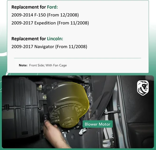 Vista 2 de YHTAUTO Motor de ventilador de CA delantero compatible con Ford F-150 2009-2014, Expedition y Lincoln Navigator 2009-2017, motor de ventilador
