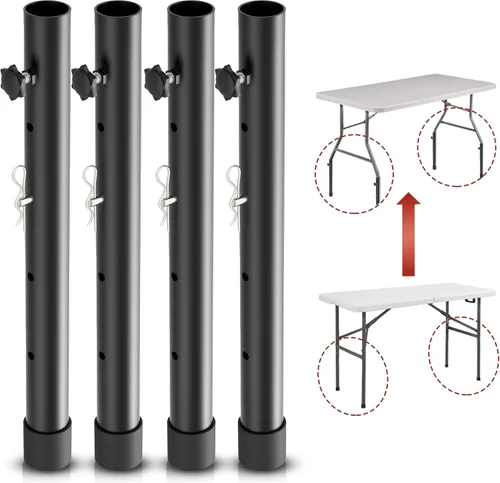 Vista 13 de Paquete de 8 elevadores de mesa plegables para mesas plegables, patas rectas/dobladas, extensiones de patas de mesa plegables duraderas, 2