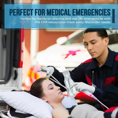 Vista 7 de Primacare RS-6848 Kit combinado de máscara de RCP de primeros auxilios para adultos e infantes – Conjunto reanimador de emergencia con 2 válvulas