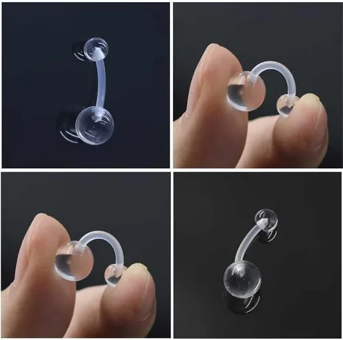 Vista 2 de Anicina Anillos transparentes para la nariz para el trabajo, retenedor de piercing transparente de herradura, retenedor de tabique de plástico