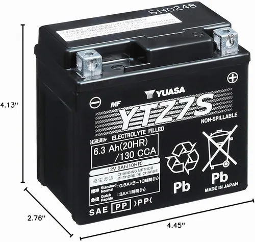 Vista 10 de Yuasa YUAM727ZS YTZ7S Batería AGM de alto rendimiento YTZ activada de fábrica