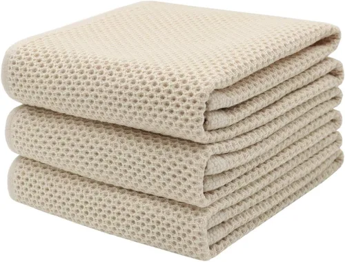 Vista 10 de Mia'sDream Trapos de cocina de algodón natural, trapos de cocina de tejido gofre, paños suaves para lavar platos, paños absorbentes de mano