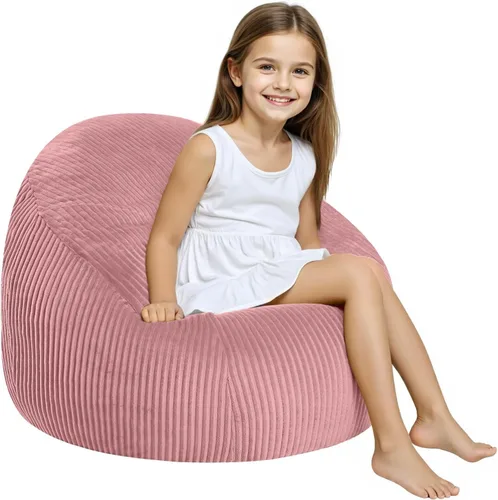 Vista 19 de COMAX Silla Puf para Niños, Sofá de Peluche para Niños Pequeños para Niños y Niñas, Sofá Perezoso de Pana con Relleno de Esponja Triturada, Silla