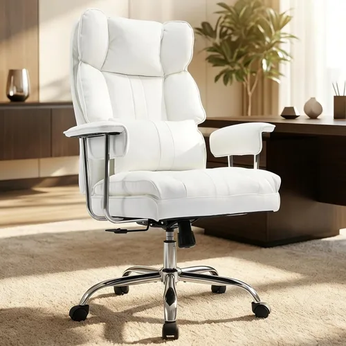 Vista 11 de Big and Tall Office Chair 500LBS Heavy Duty Executive Office Chair PU Leather Computer Gaming Chair with Lumbar Support(Beige)