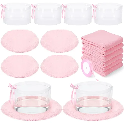 HunnmingRe Kit de spa de pies de 18 piezas para fiesta de pijamas de spa rosa, suministros de fiesta con 6 pies plegables y 6 toallas y 6 tapetes a