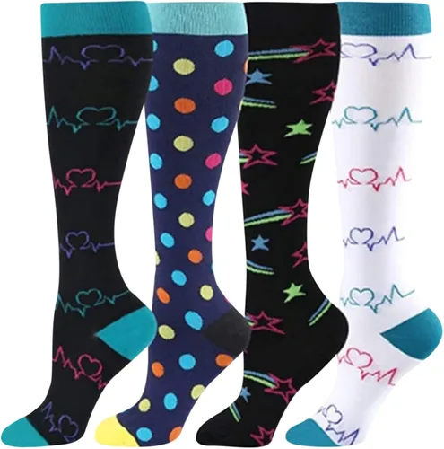 Compression Socks For Women And Men 20-30Mmhg-Circulation Support Socks (4 Pairs) -Best Support For Nurses,Running,Athletic