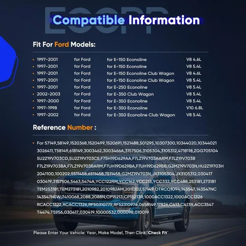 Vista 2 de ECCPP Compresor de Aire Acondicionado 1997-2001 para Ford E-150 4.6L Ford E-250 5.4L 1997-2002 para Ford Expedition 4.6L