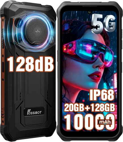 Vista 8 de FOSSIBOT Teléfono resistente F109 5G desbloqueado, 24 GB+256 GB/2 TB, batería de 10600 mAh teléfonos impermeables, teléfono celular resistente Azul